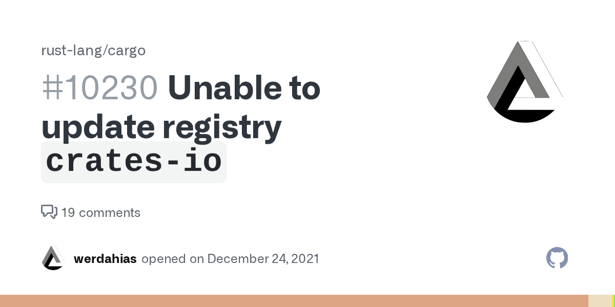 Unable to update registry `cratesio` · Issue 10230 · rustlang/cargo