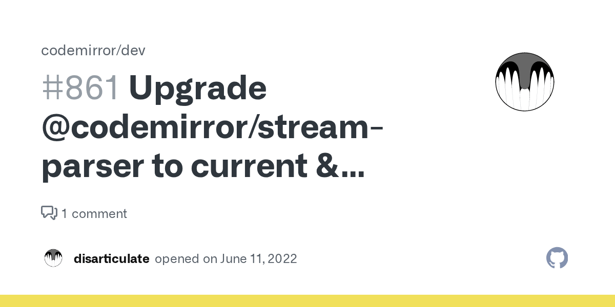 Upgrade codemirror/streamparser to current & sync? [Error