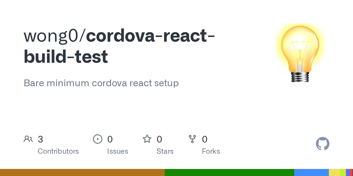 GitHub wong0/cordovareactbuildtest Bare minimum cordova react setup