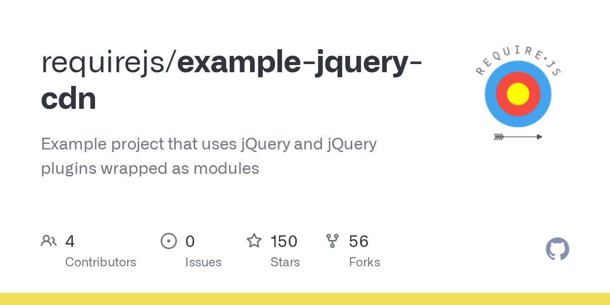 GitHub requirejs/examplejquerycdn Example project that uses jQuery and jQuery plugins