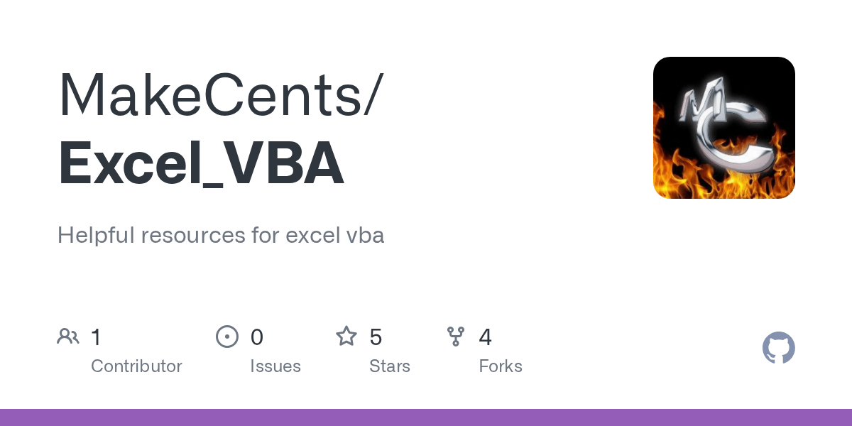GitHub MakeCents/Excel_VBA Helpful resources for excel vba