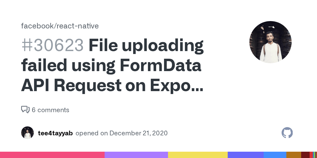 File uploading failed using FormData API Request on Expo ejected