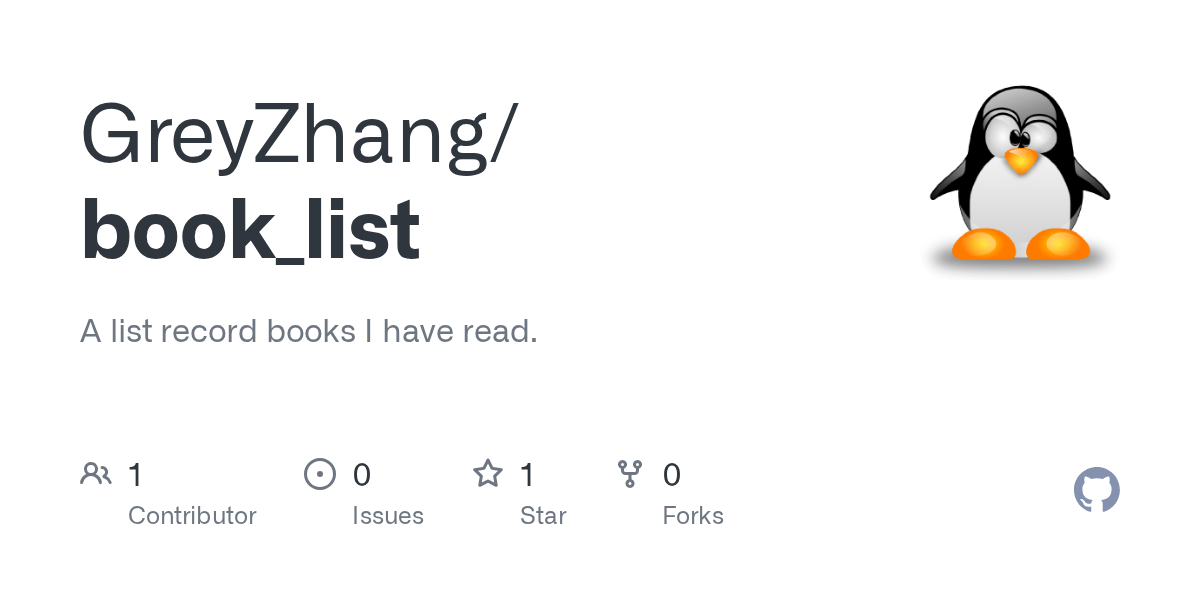 GitHub GreyZhang/book_list A list record books I have read.