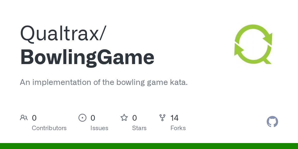 GitHub Qualtrax/BowlingGame An implementation of the bowling game kata.