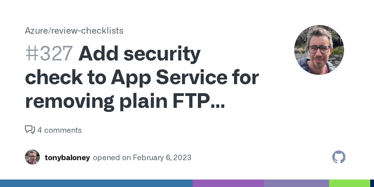 Add security check to App Service for removing plain FTP support