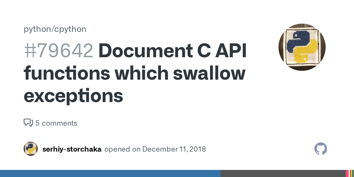 Document C API functions which swallow exceptions · Issue 79642