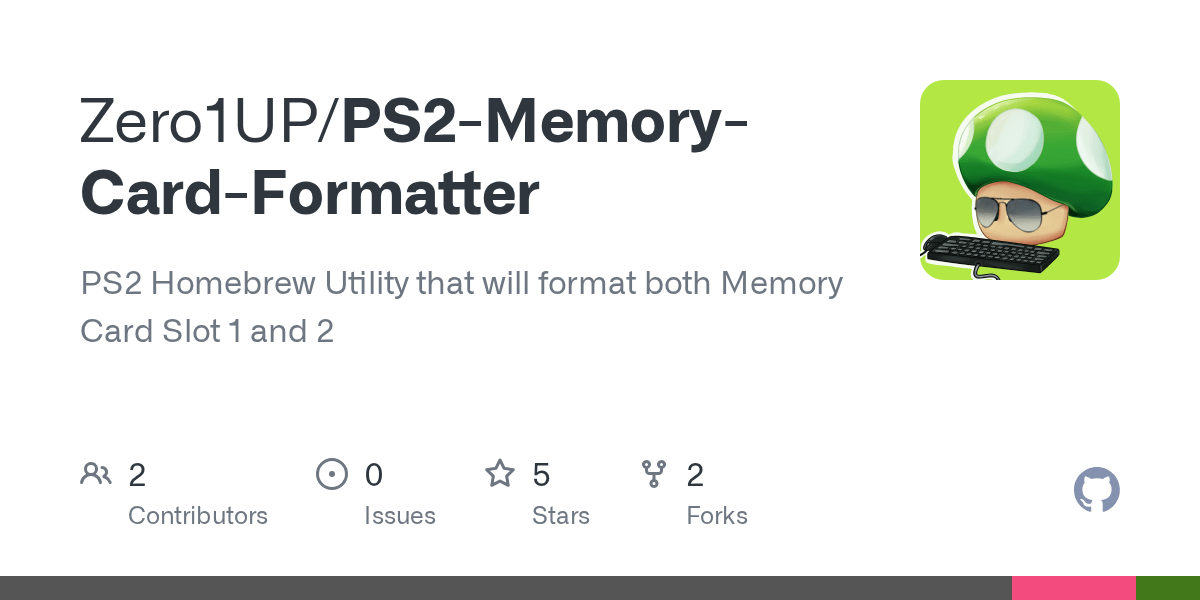 GitHub Zero1UP/PS2MemoryCardFormatter PS2 Homebrew Utility that