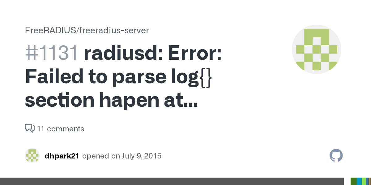 radiusd Error Failed to parse log{} section hapen at FR3.0.9 · Issue