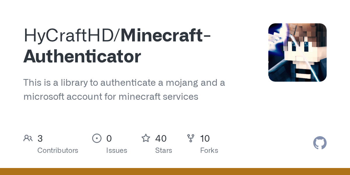 GitHub HyCraftHD/MinecraftAuthenticator This is a library to