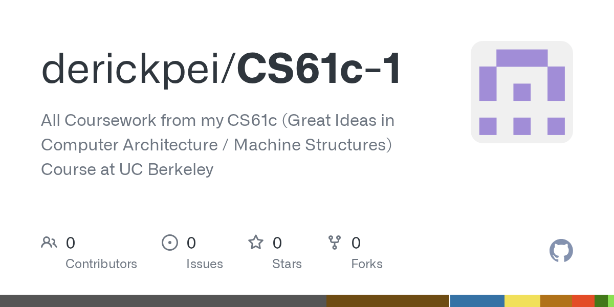 Cs61C Summer 2023 Github - Derickpei/Cs61C-1: All Coursework From My Cs61C (Great Ideas In Computer Architecture / Machine Structures) Course At Uc Berkeley