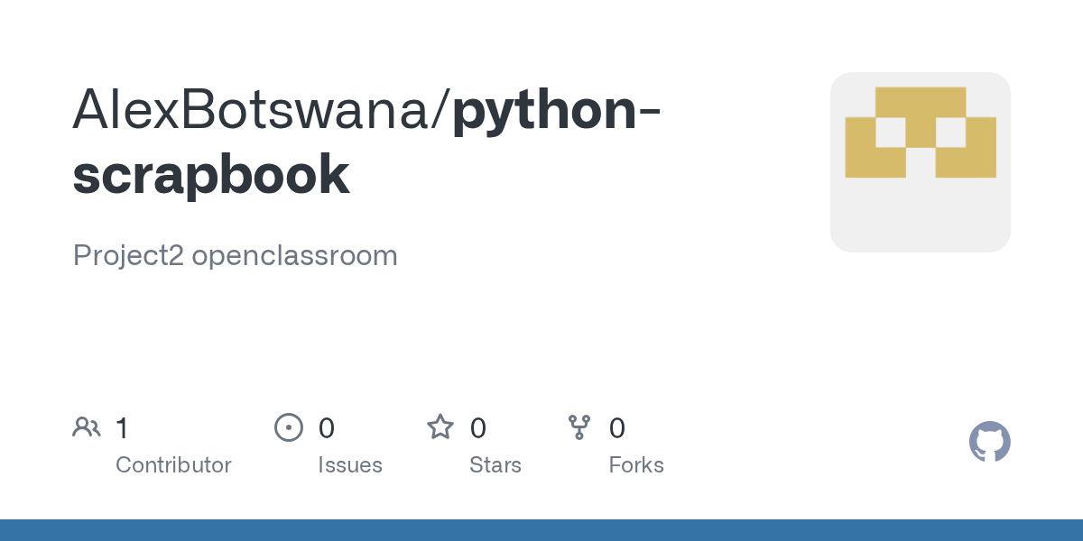 GitHub AlexBotswana/pythonscrapbook Project2 openclassroom