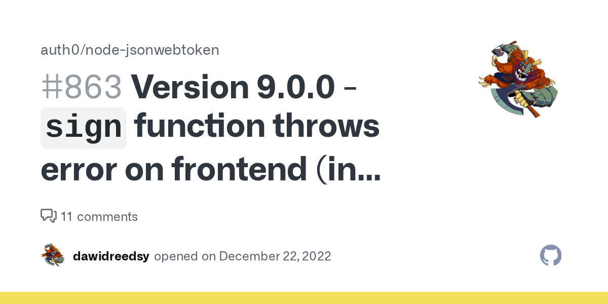 Version 9.0.0 `sign` function throws error on frontend (in browser