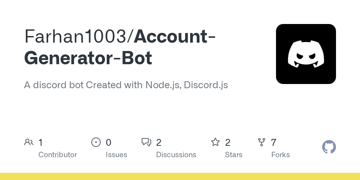 GitHub Farhan1003/AccountGeneratorBot A discord bot Created with