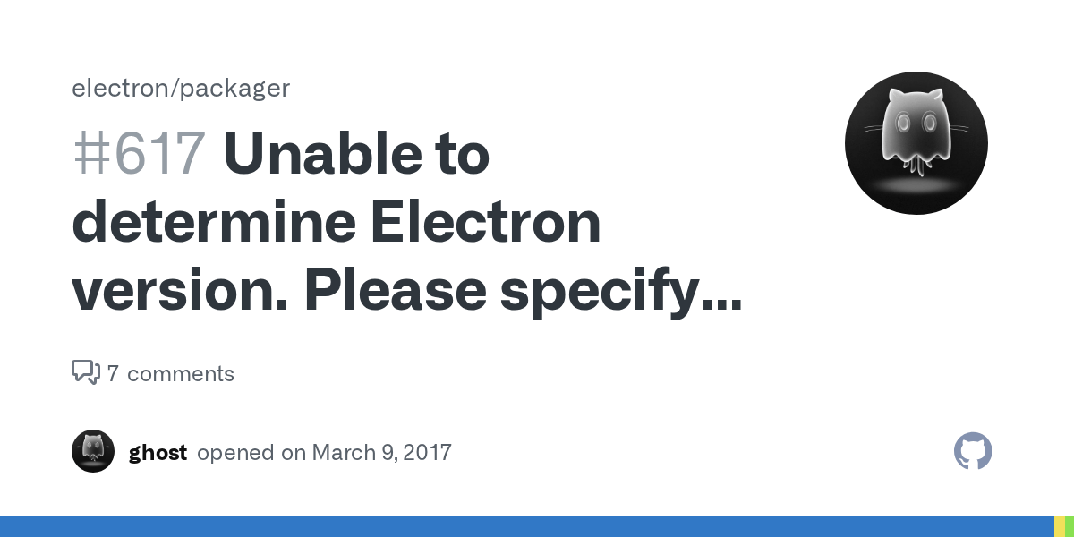 Unable to determine Electron version. Please specify an Electron
