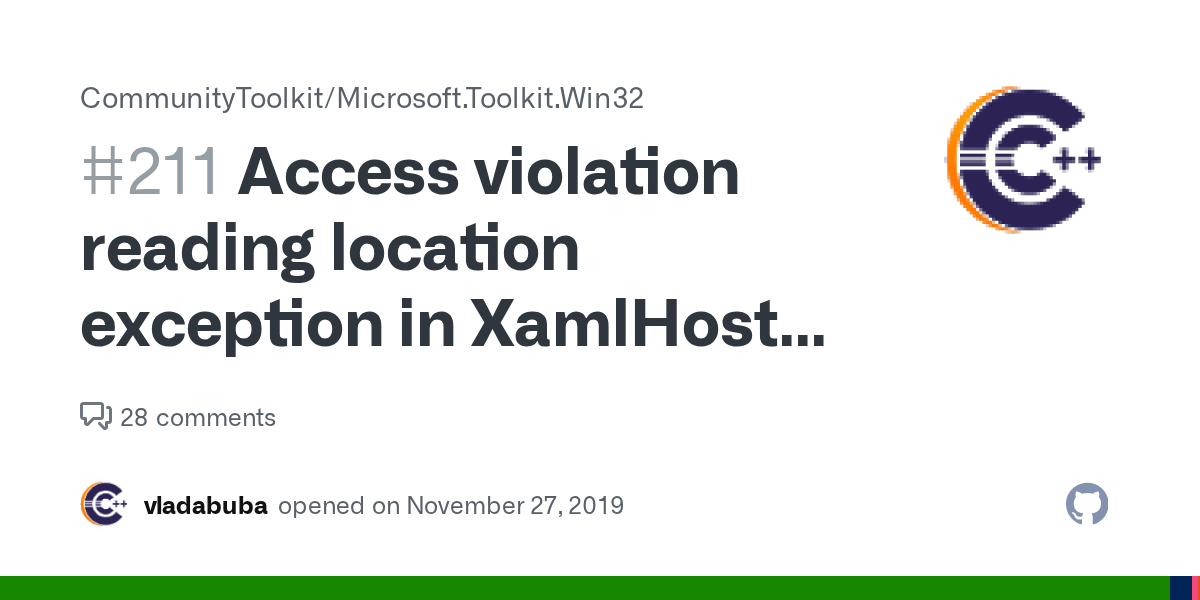 Access violation reading location exception in XamlHost when closing a