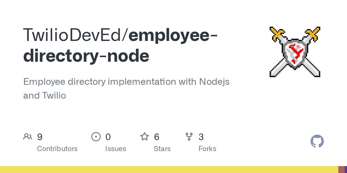 GitHub TwilioDevEd/employeedirectorynode Employee directory