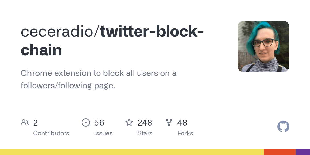 GitHub ceceradio/twitterblockchain Chrome extension to block all