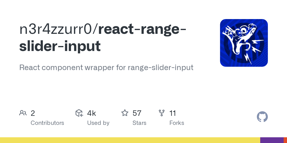 GitHub n3r4zzurr0/reactrangesliderinput React component wrapper