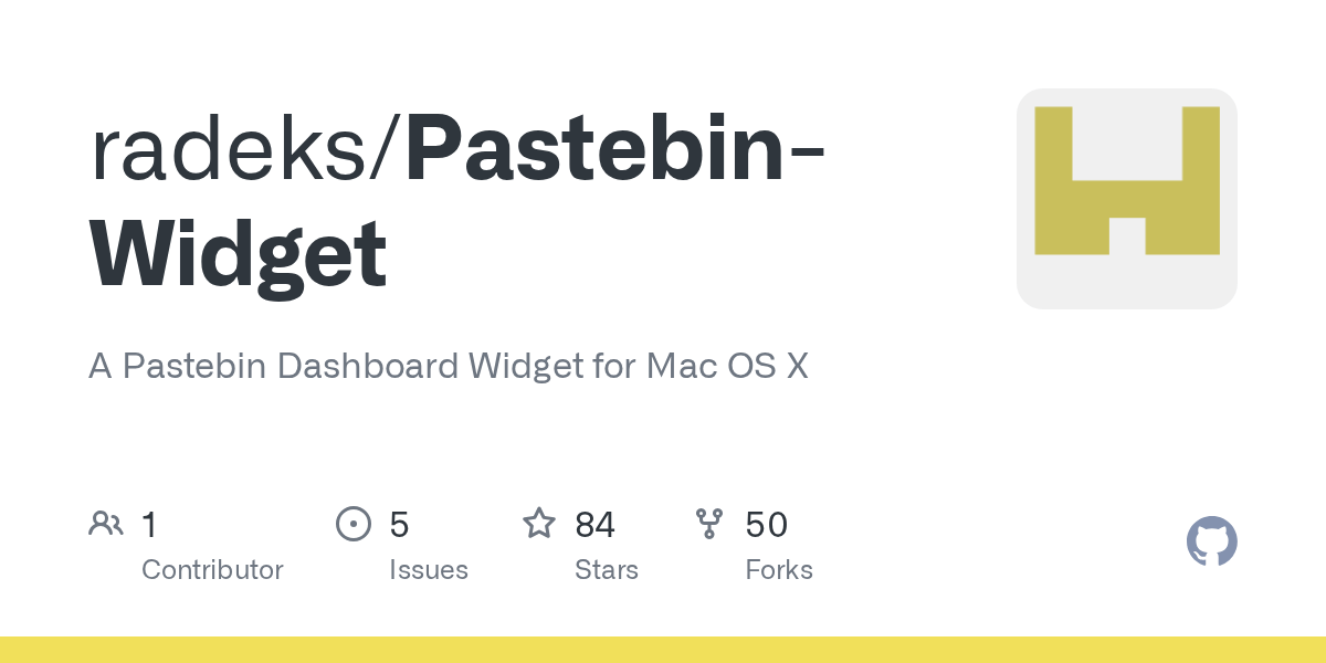 GitHub radeks/PastebinWidget A Pastebin Dashboard Widget for Mac OS X
