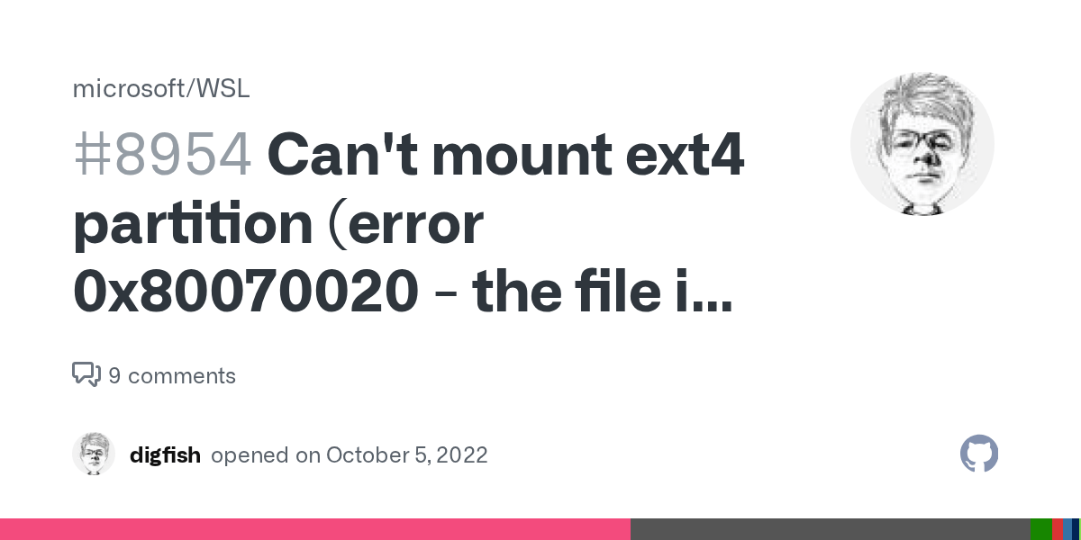 Can't mount ext4 partition (error 0x80070020 the file is being used