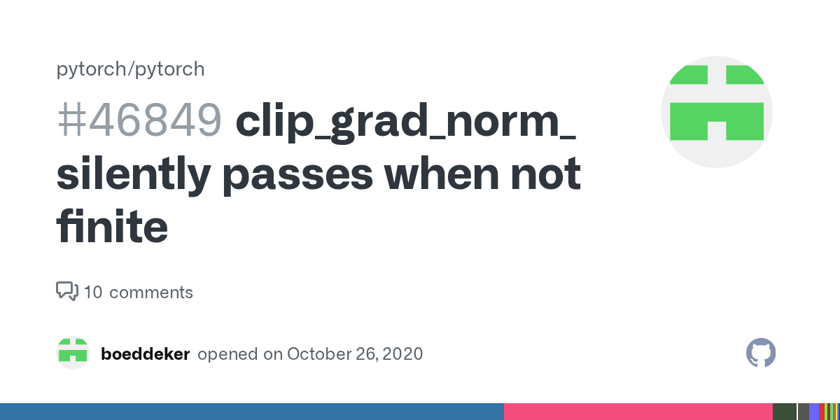 clip_grad_norm_ silently passes when not finite · Issue 46849
