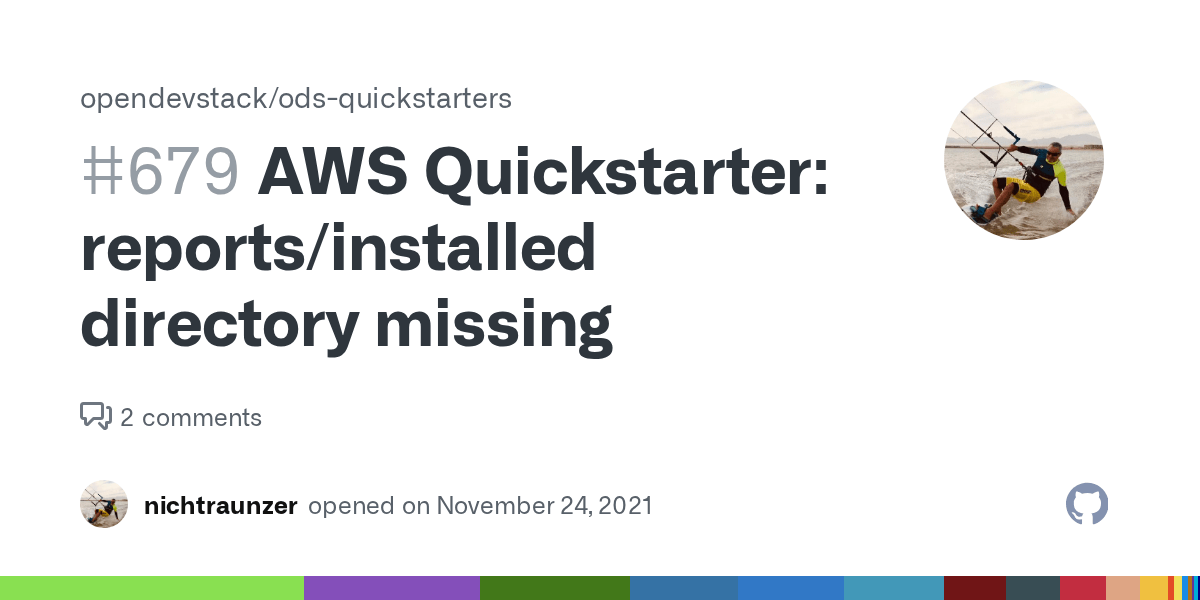 AWS Quickstarter reports/installed directory missing · Issue 679