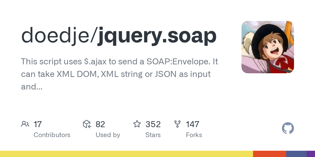 GitHub doedje/jquery.soap This script uses .ajax to send a SOAP