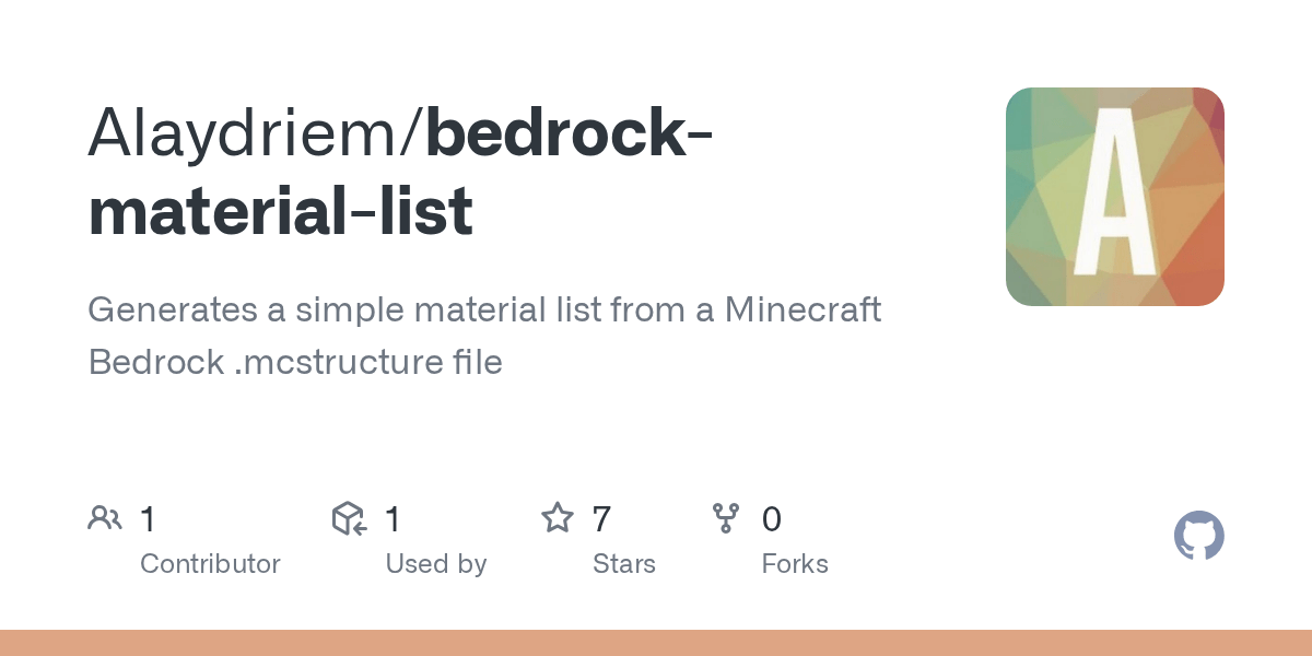GitHub Alaydriem/bedrockmateriallist Generates a simple material