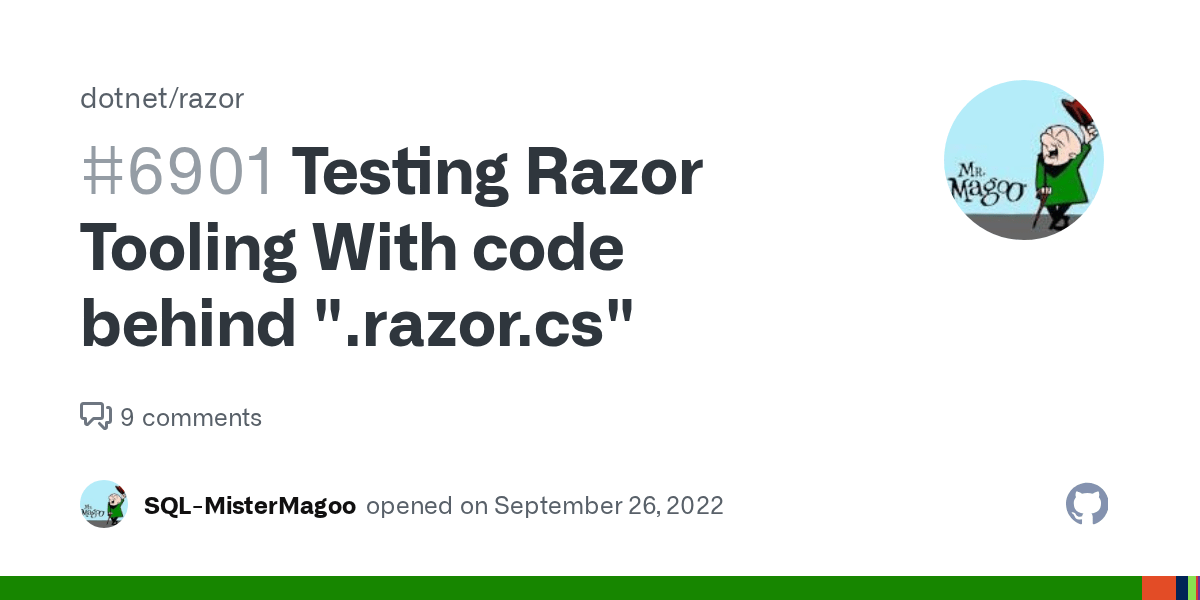 Testing Razor Tooling With code behind ".razor.cs" · Issue 6901