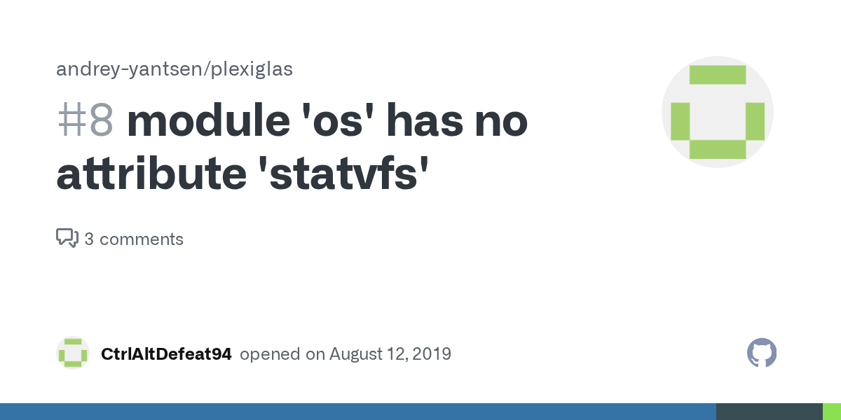module 'os' has no attribute 'statvfs' · Issue 8 · andreyyantsen
