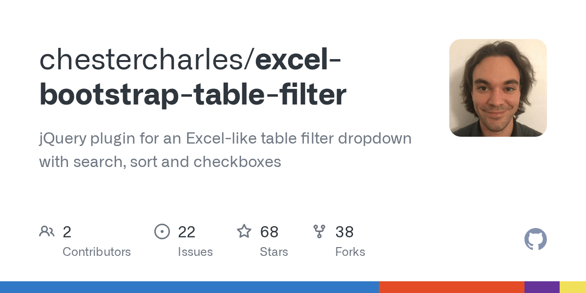 GitHub chestercharles/excelbootstraptablefilter jQuery plugin for
