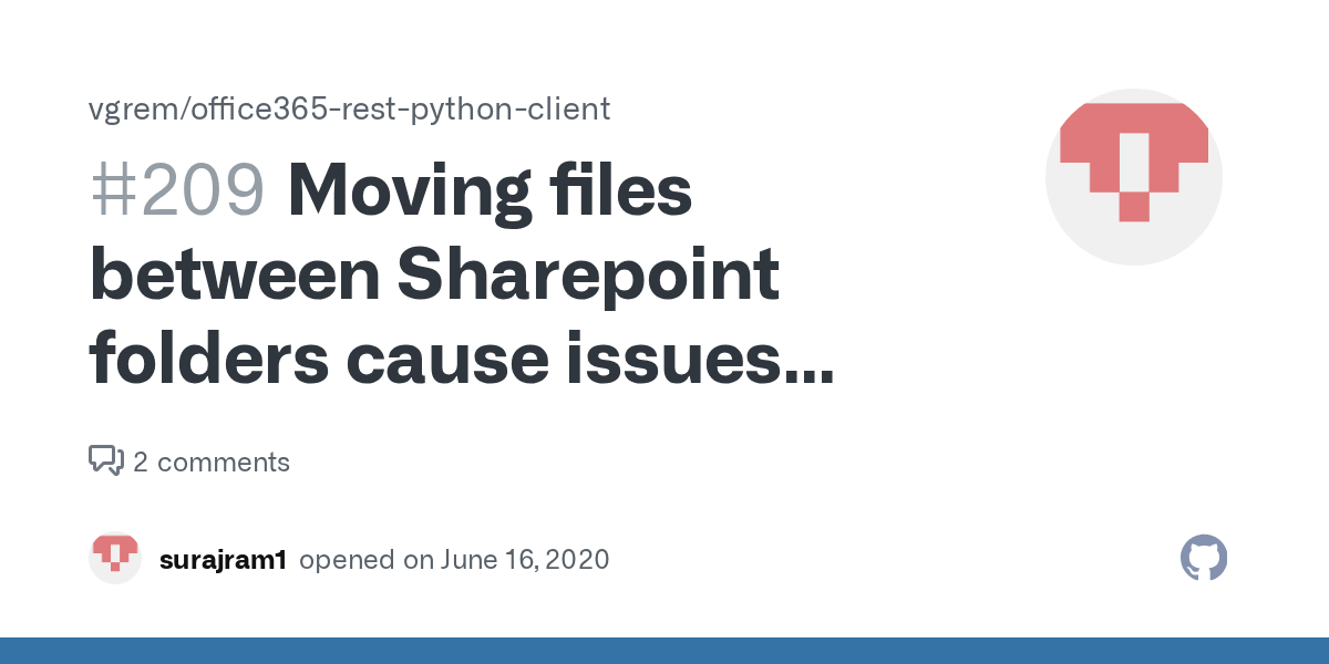 Moving files between Sharepoint folders cause issues only sometimes · Issue 209 · vgrem