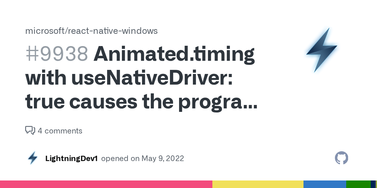 Animated.timing with useNativeDriver true causes the program to crash