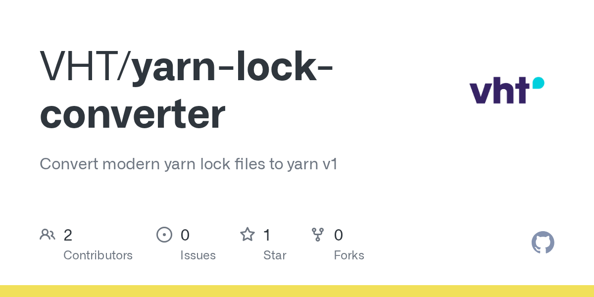 GitHub VHT/yarnlockconverter Convert modern yarn lock files to yarn v1