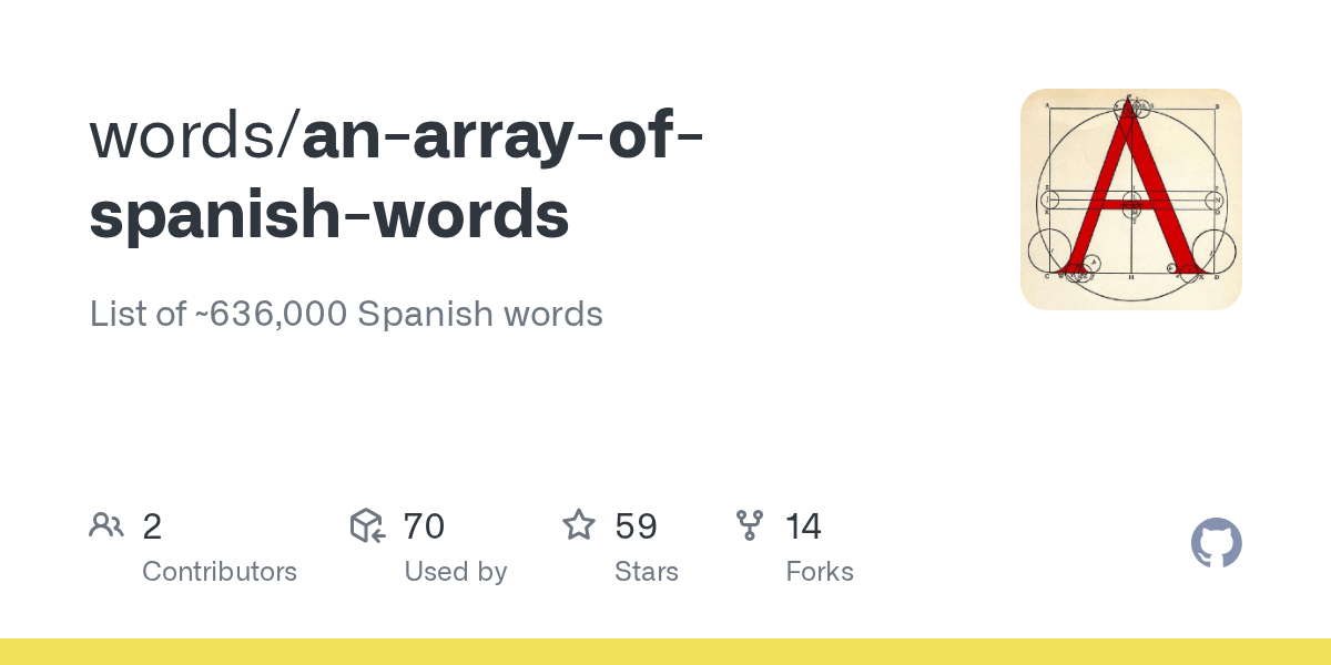 GitHub words/anarrayofspanishwords List of 636,000 Spanish words