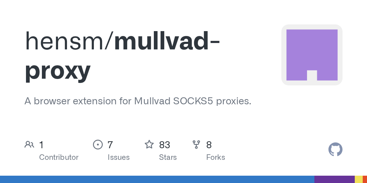 GitHub hensm/mullvadproxy A browser extension for Mullvad SOCKS5 proxies.
