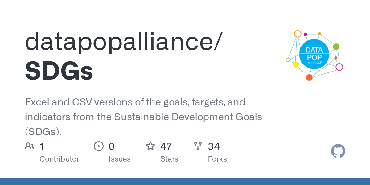 GitHub datapopalliance/SDGs Excel and CSV versions of the goals