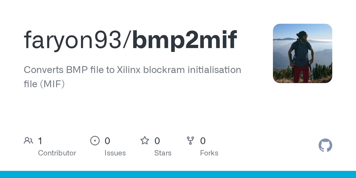 GitHub faryon93/bmp2mif Converts BMP file to Xilinx blockram