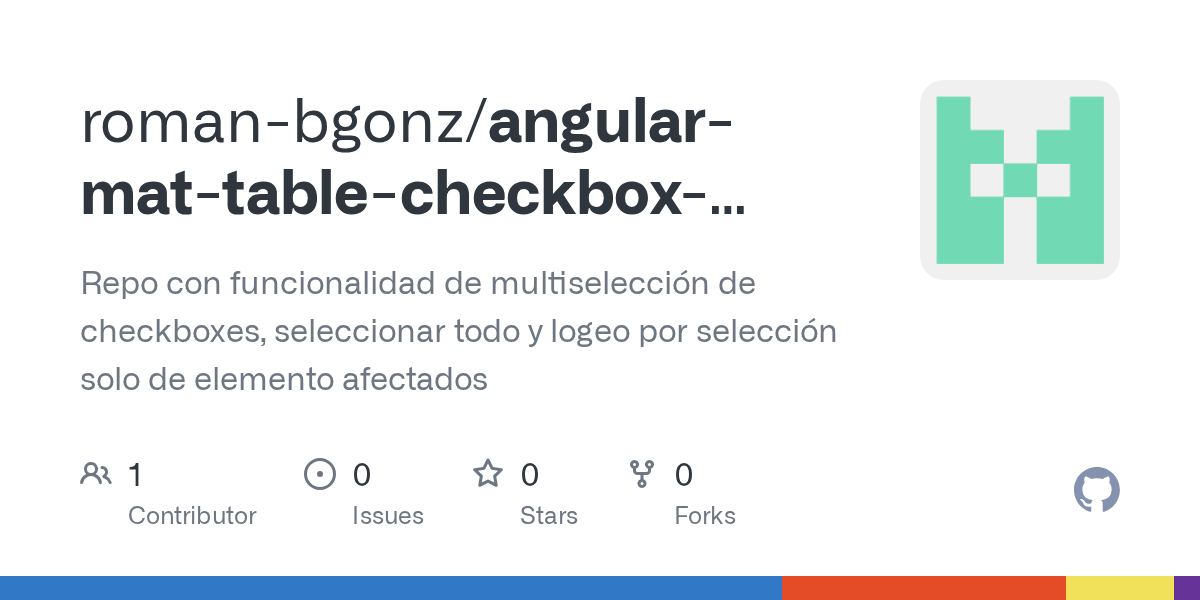 GitHub romanbgonz/angularmattablecheckboxselectall Repo con