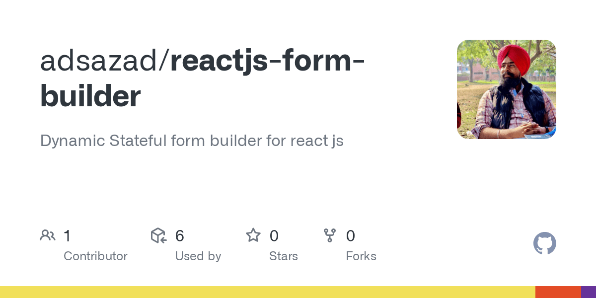 GitHub adsazad/reactjsformbuilder Dynamic Stateful form builder for react js