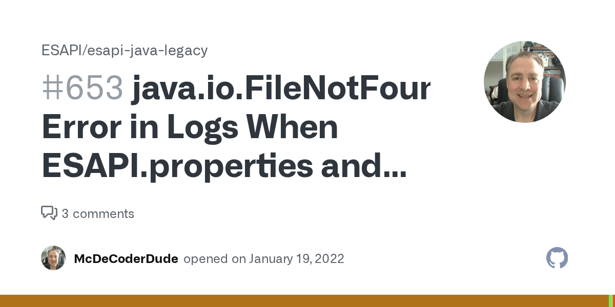 java.io.FileNotFoundException Error in Logs When ESAPI.properties and