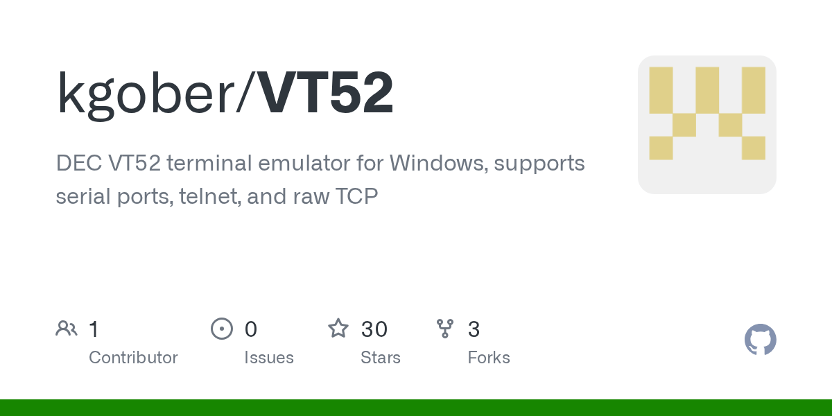 GitHub kgober/VT52 DEC VT52 terminal emulator for Windows, supports