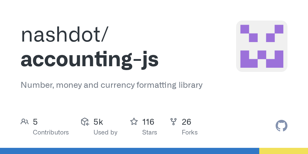 GitHub nashdot/accountingjs Number, money and currency formatting