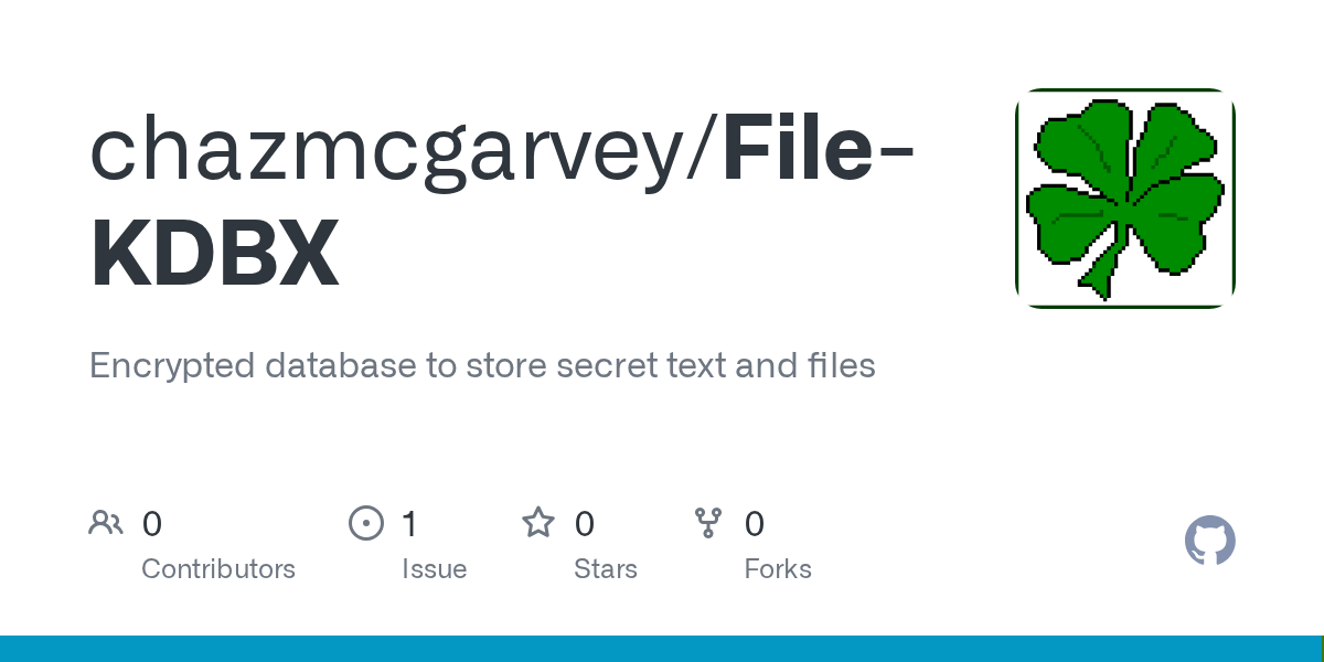 GitHub chazmcgarvey/FileKDBX Encrypted database to store secret
