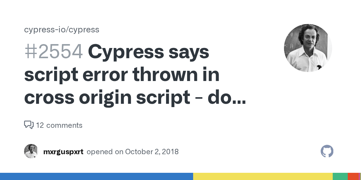 Cypress says script error thrown in cross origin script do not know