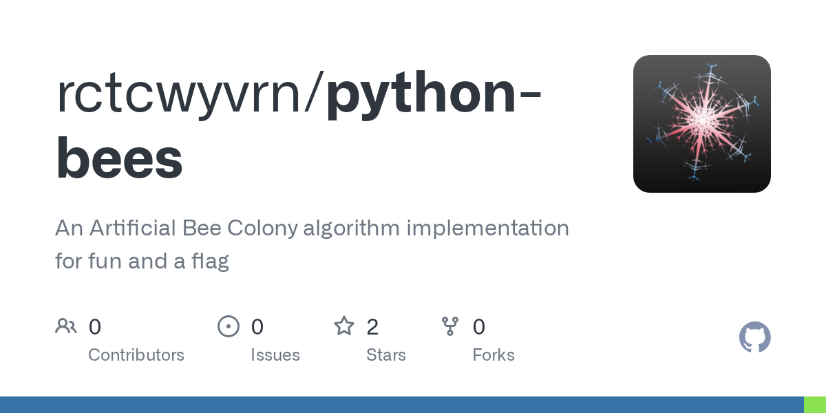 GitHub rctcwyvrn/pythonbees An Artificial Bee Colony algorithm implementation for fun and a flag