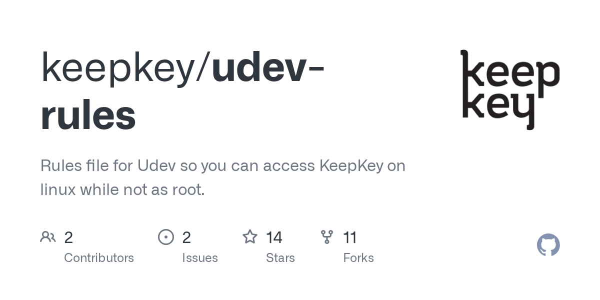 GitHub keepkey/udevrules Rules file for Udev so you can access