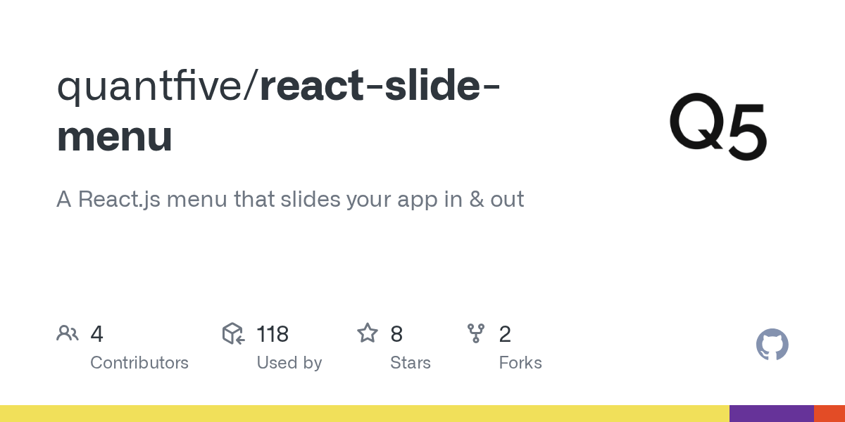 GitHub quantfive/reactslidemenu A React.js menu that slides your