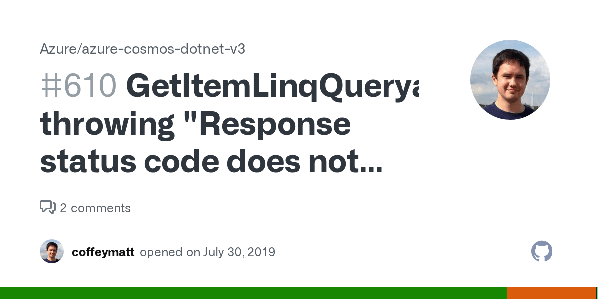 GetItemLinqQueryable throwing "Response status code does not indicate