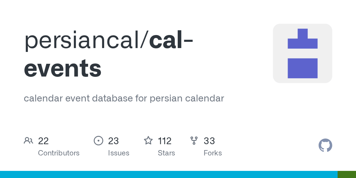 GitHub persiancal/calevents calendar event database for persian